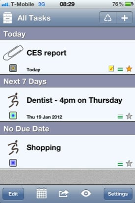 Errands To-Do List iOS app screenshot