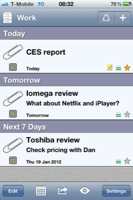 Errands To-Do List iOS app screenshot