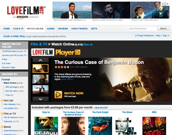 Lovefilm on the web