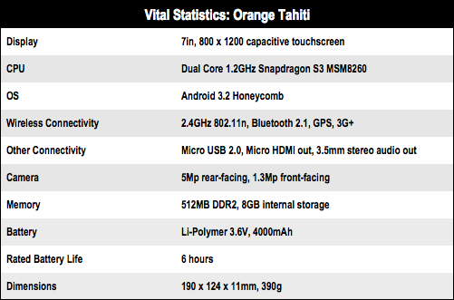 Orange Tahiti 7in Android tablet