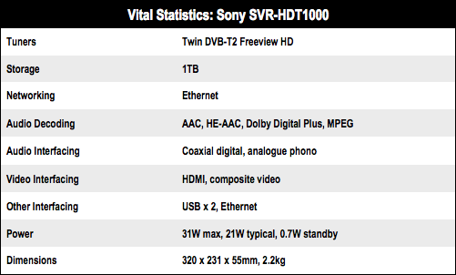 Sony SVR-HDT1000 Freeview+HD DVR