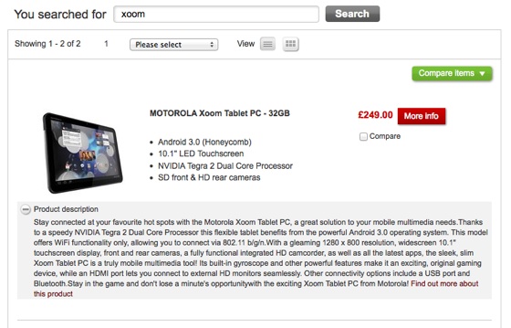 Motorola Xoom at Dixons