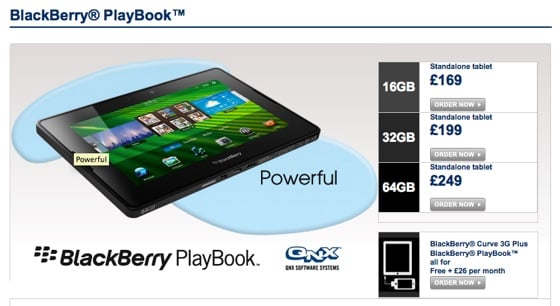 RIM BlackBerry Playbook pricing