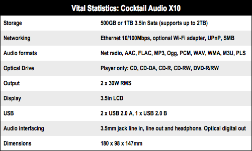 Cocktail Audio X10 network music player and CD ripper