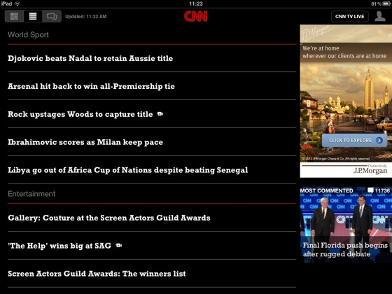 CNN iOS app iPad screenshot