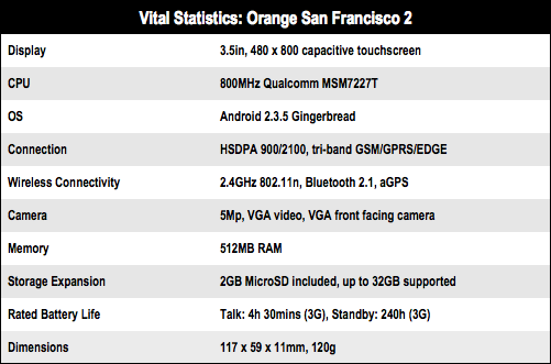 Orange San Francisco 2 budget Android smartphone