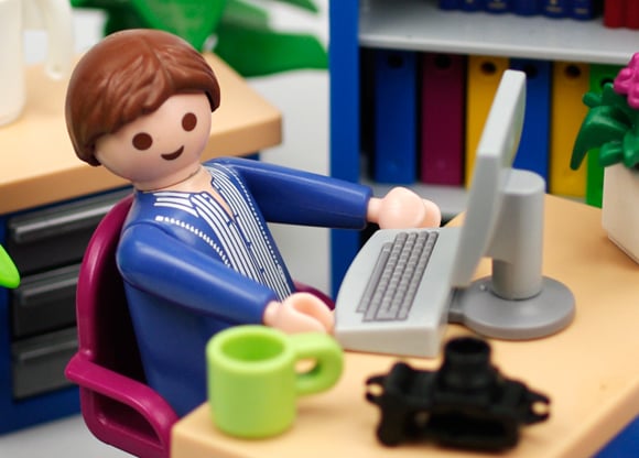 Our Playmobil figure innocently tweeting away at his computer