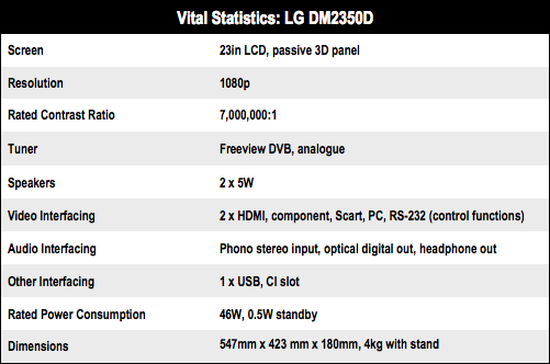 LG DM2350D 3D monitor and TV combo