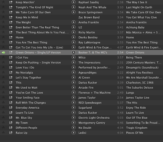 Barack Obama's spotify list, screengrab