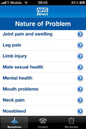 NHS Direct iOS app screenshot