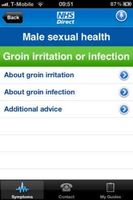 NHS Direct iOS app screenshot