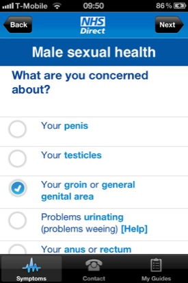 NHS Direct iOS app screenshot