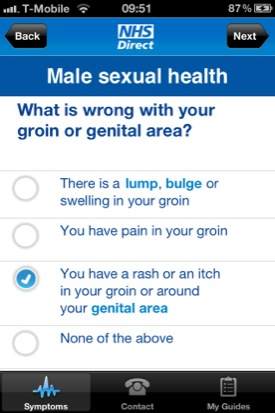 NHS Direct iOS app screenshot