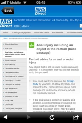 NHS Direct iOS app screenshot