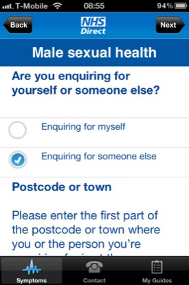 NHS Direct iOS app screenshot