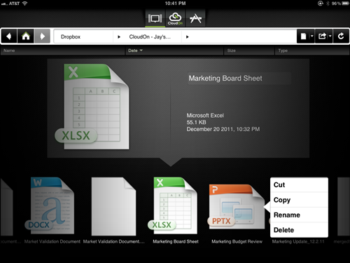 CloudOn editing Office on an iPad