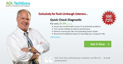AOL advert on Rush Limbaugh
