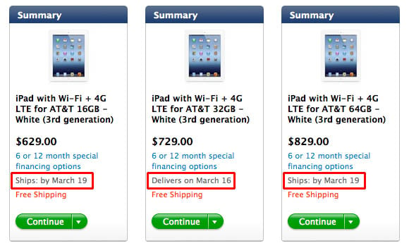 iPads backordered from AT&T