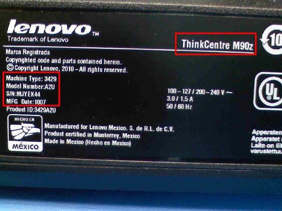 Lenovo ThinkCentre M90z info panel