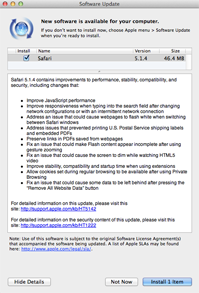 Safari 5.1.4 'Software Update' notice