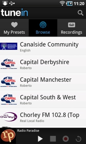 TuneIn Pro Android app screenshot