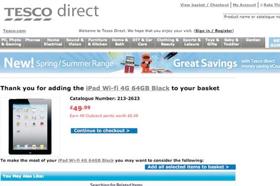 Tesco Apple iPad pricing error
