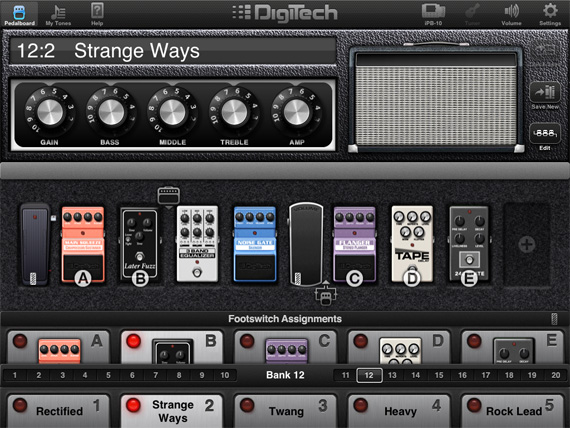 Digitech iPB-10 guitar effects pedalboard for iPad