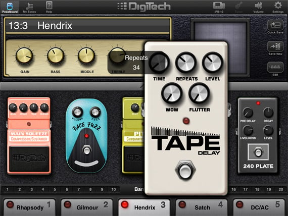 Digitech iPB-10 guitar effects pedalboard for iPad