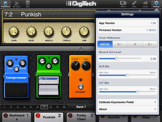 Digitech iPB-10 guitar effects pedalboard for iPad