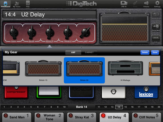 Digitech iPB-10 guitar effects pedalboard for iPad