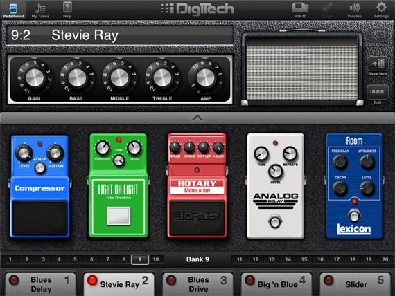 Digitech iPB-10 guitar effects pedalboard for iPad