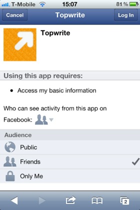 TopWrite iOS app screenshot