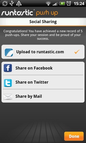 Runtastic Push Up Android app screenshot