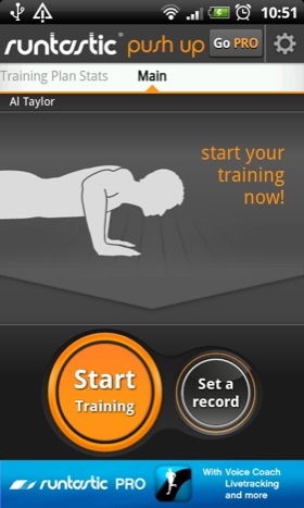 Runtastic Push Up Android app screenshot