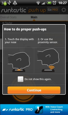 Runtastic Push Up Android app screenshot