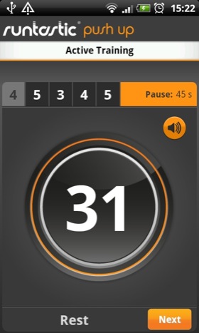 Runtastic Push Up Android app screenshot