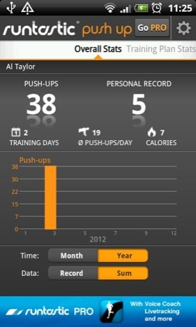 Runtastic Push Up Android app screenshot