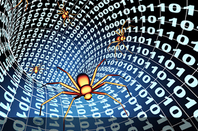spiders crawl through tunnel of binary numbers
