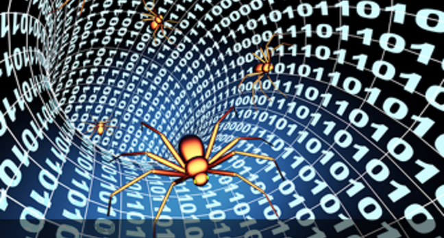 spiders crawl through tunnel of binary numbers