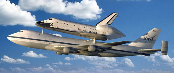 Space Shuttle Discovery aboard NASA's Shuttle Carrier Aircraft