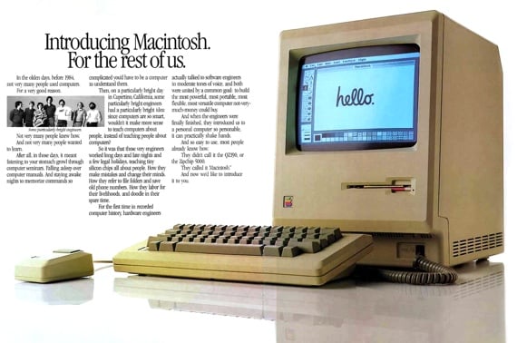 Apple advertises the first Mac