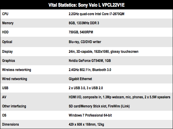 Sony Vaio L VPCL22V1E