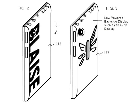 Microsoft patent for low powered backside display