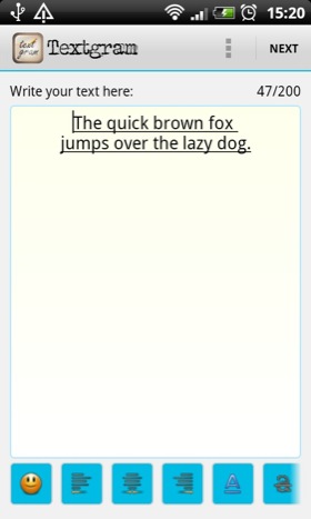 Android app Textgram screenshot