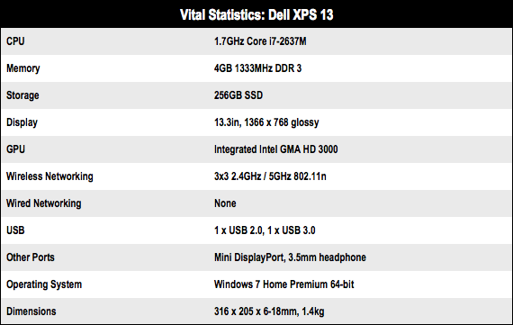 Dell XPS 13 Ultrabook specs