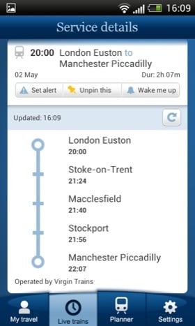 National Rail Enquiries Android app screenshot