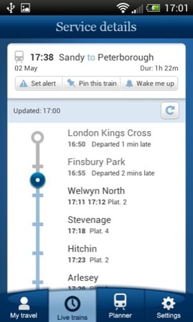 National Rail Enquiries Android app screenshot