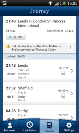 National Rail Enquiries Android app screenshot