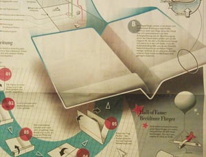 Paper aircraft instructions in this week's Die Zeit