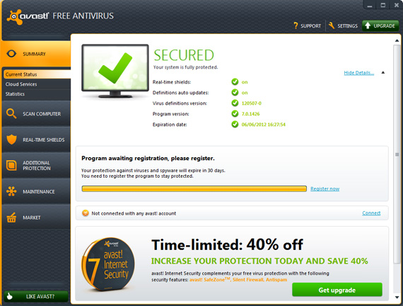 Avast! Free Anti-virus utility